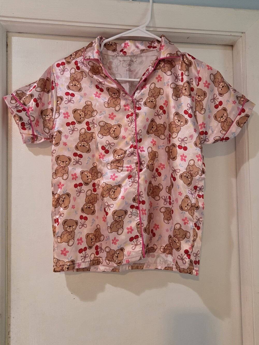 Girls Princess Rose Teddy Bear Pajama Set, Sz 10/12